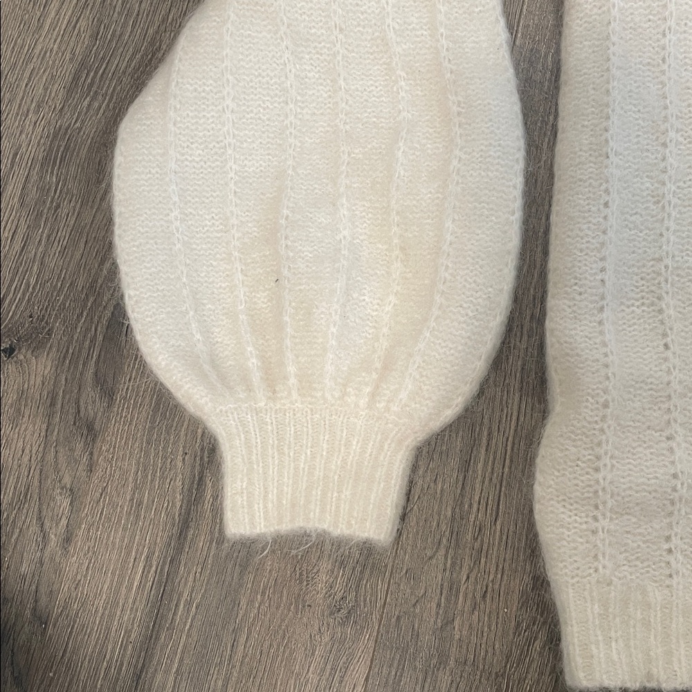 Sezane Cream Puff-Sleeve Crewneck Sweater - Picture 8 of 13